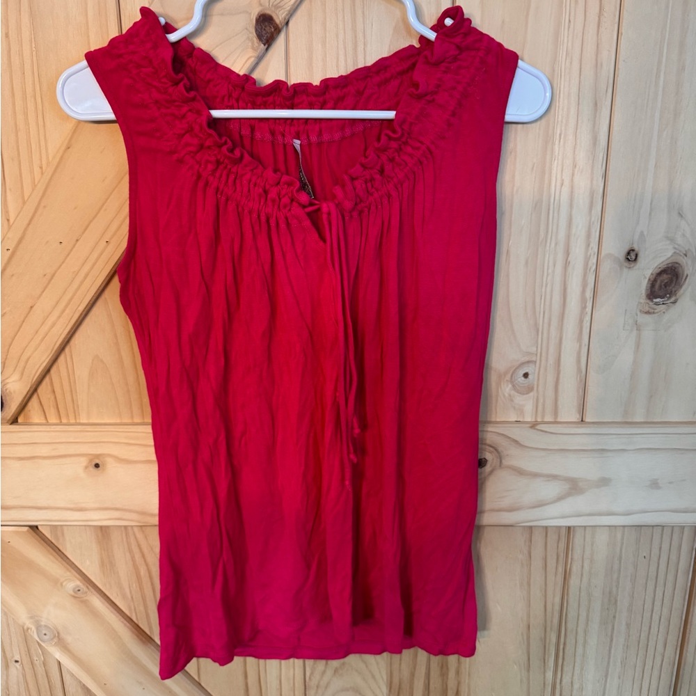 Olivia Moon Vibrant Red Sleeveless Blouse